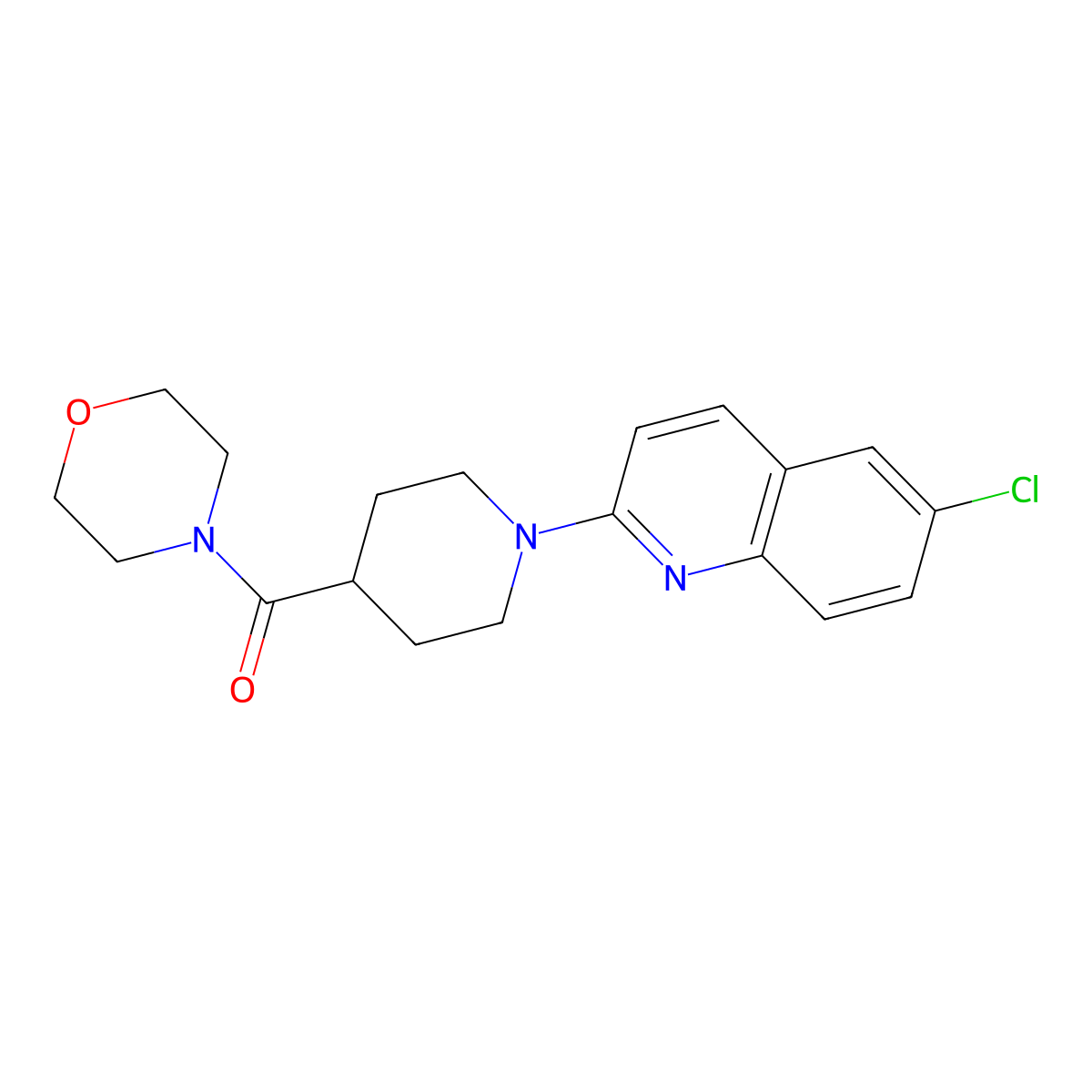 6-Chloro-2-[4-(morpholine-4-carbonyl)piperidin-1-yl]quinoline molecular structure, CAS 2877630-92-5