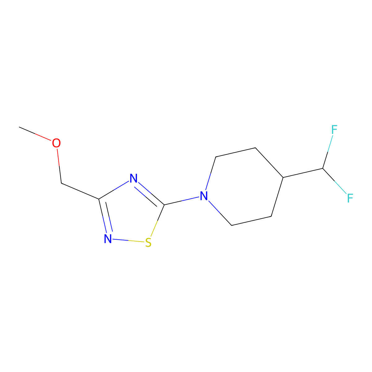 4-(Difluoromethyl)-1-[3-(methoxymethyl)-1,2,4-thiadiazol-5-yl]piperidine molecular structure, CAS 2877630-98-1
