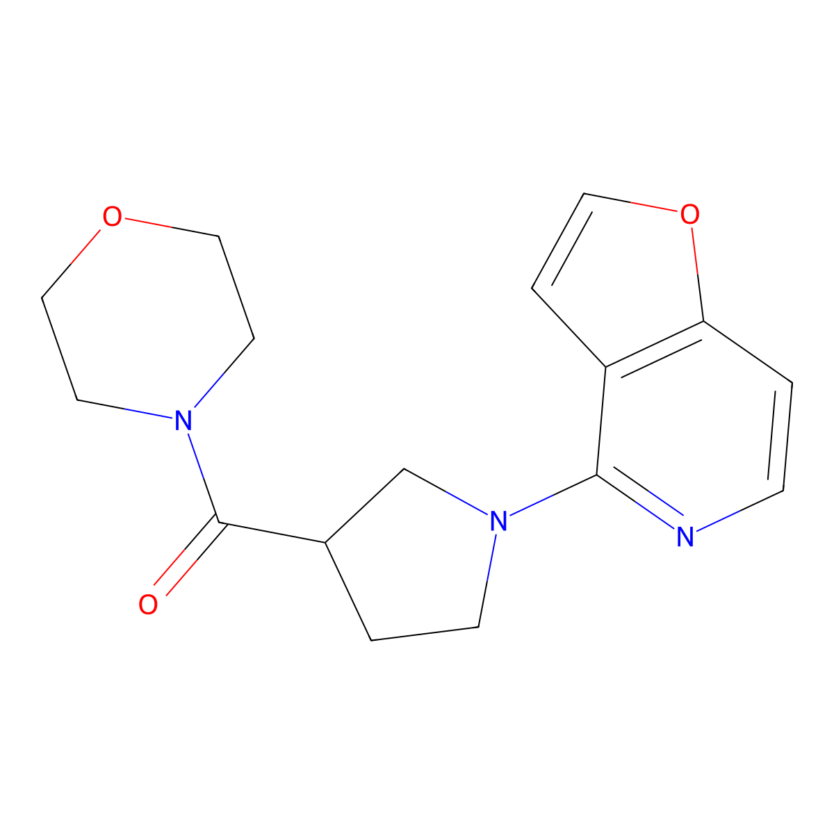 4-(1-{Furo[3,2-c]pyridin-4-yl}pyrrolidine-3-carbonyl)morpholine molecular structure, CAS 2877631-10-0