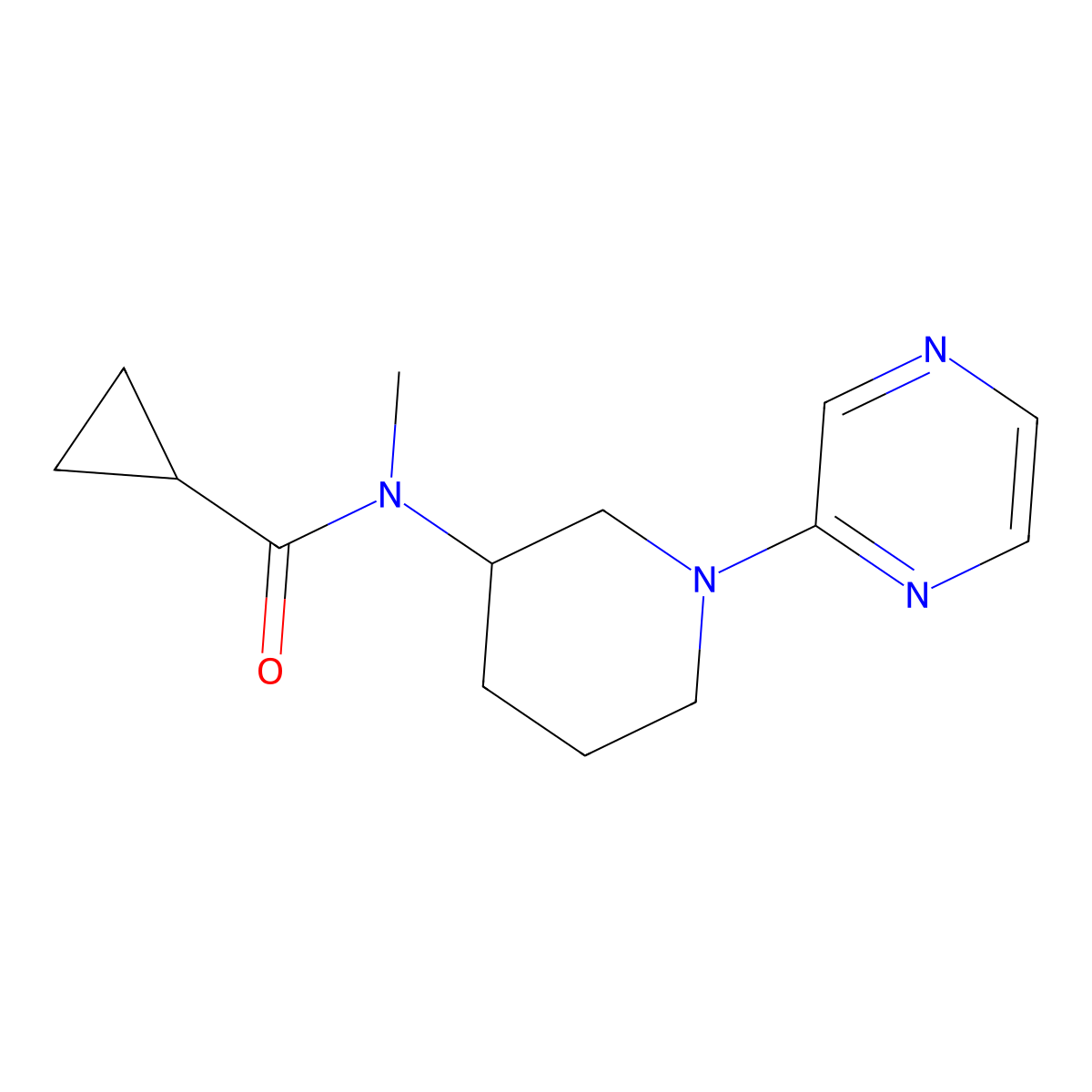 N-methyl-N-[1-(pyrazin-2-yl)piperidin-3-yl]cyclopropanecarboxamide molecular structure, CAS 2877631-14-4