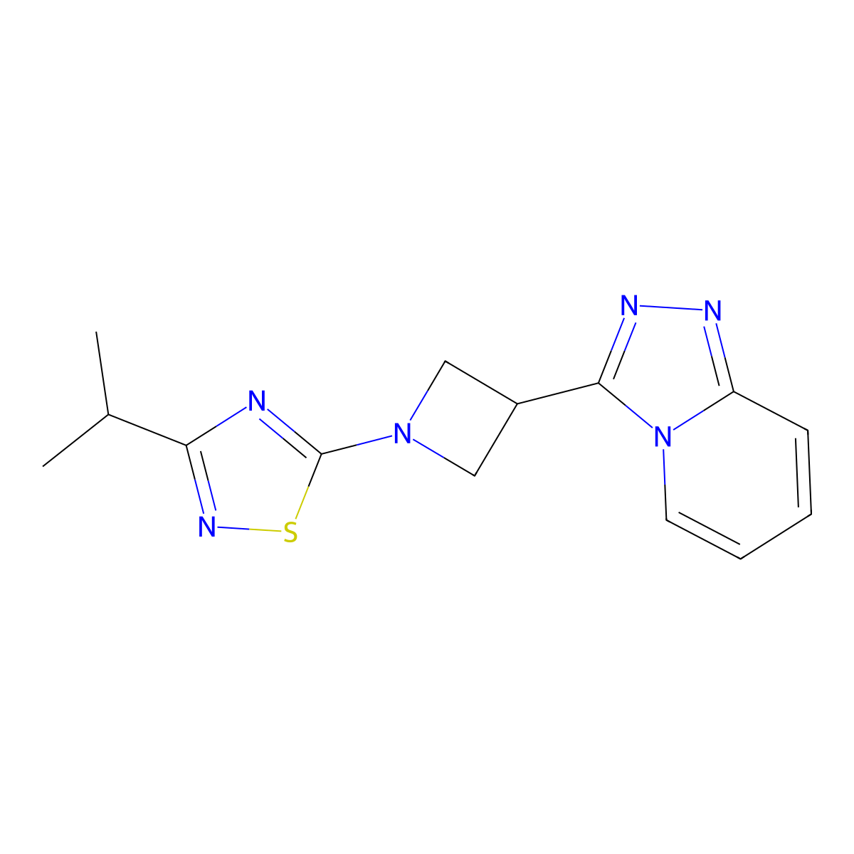 3-(Propan-2-yl)-5-(3-{[1,2,4]triazolo[4,3-a]pyridin-3-yl}azetidin-1-yl)-1,2,4-thiadiazole molecular structure, CAS 2877631-32-6