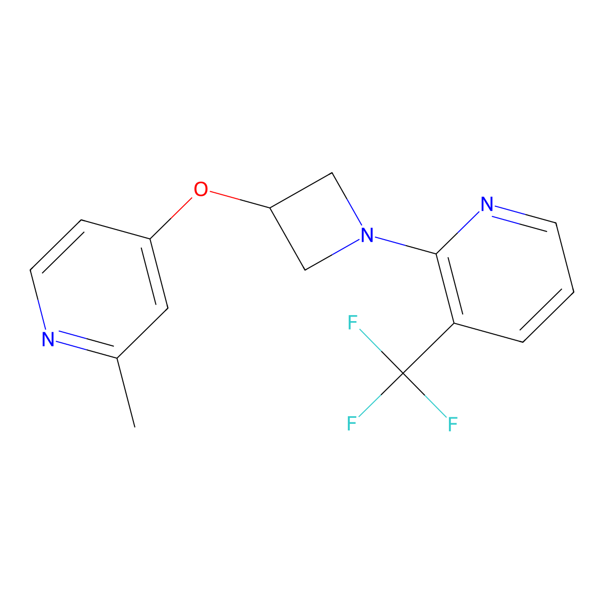 2-{3-[(2-Methylpyridin-4-yl)oxy]azetidin-1-yl}-3-(trifluoromethyl)pyridine molecular structure, CAS 2877631-33-7