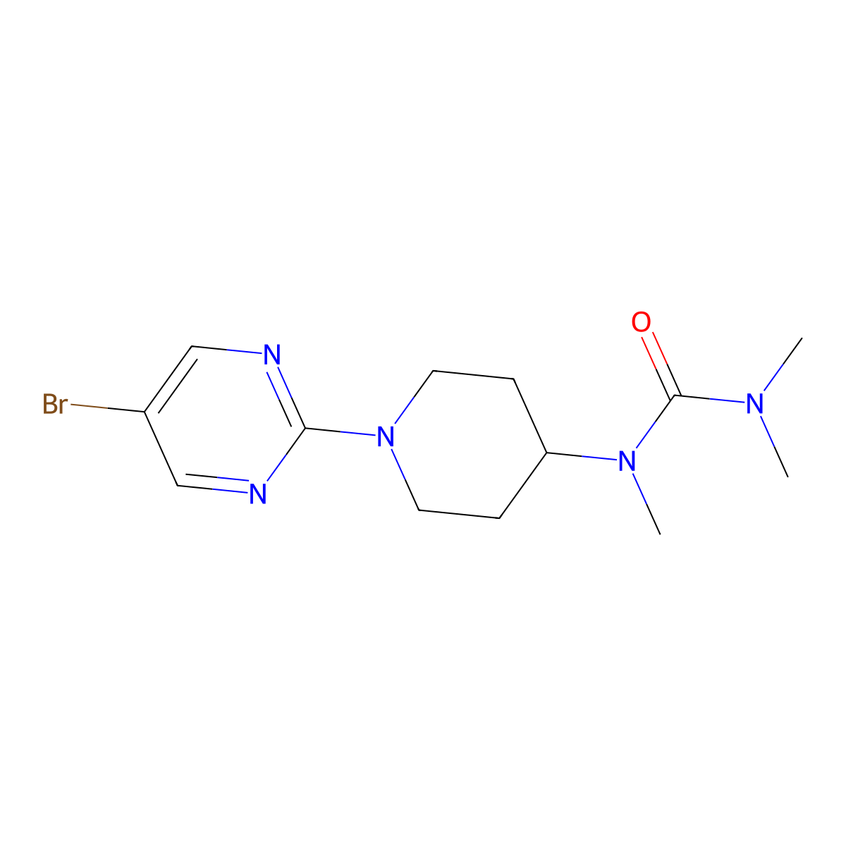 1-[1-(5-Bromopyrimidin-2-yl)piperidin-4-yl]-1,3,3-trimethylurea molecular structure, CAS 2877631-42-8