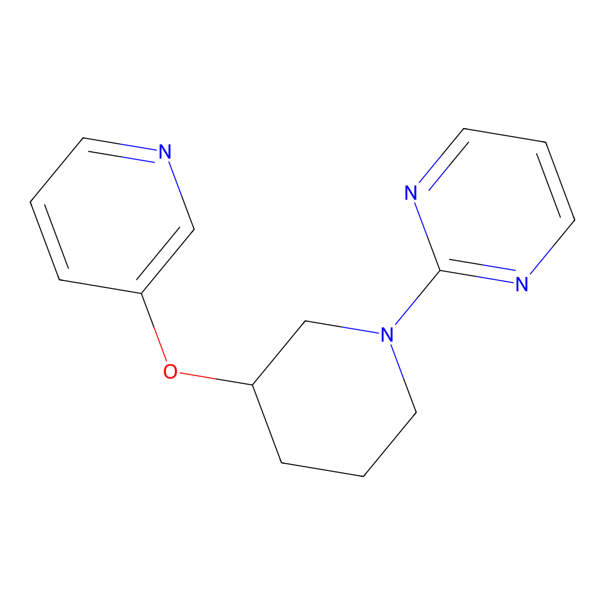 2-[3-(Pyridin-3-yloxy)piperidin-1-yl]pyrimidine molecular structure, CAS 2877631-44-0
