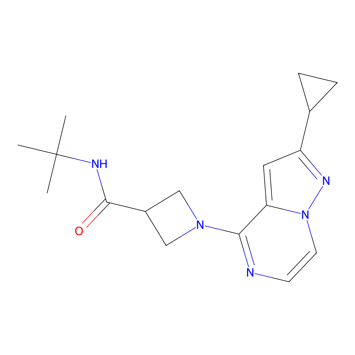 N-tert-butyl-1-{2-cyclopropylpyrazolo[1,5-a]pyrazin-4-yl}azetidine-3-carboxamide molecular structure, CAS 2877631-50-8