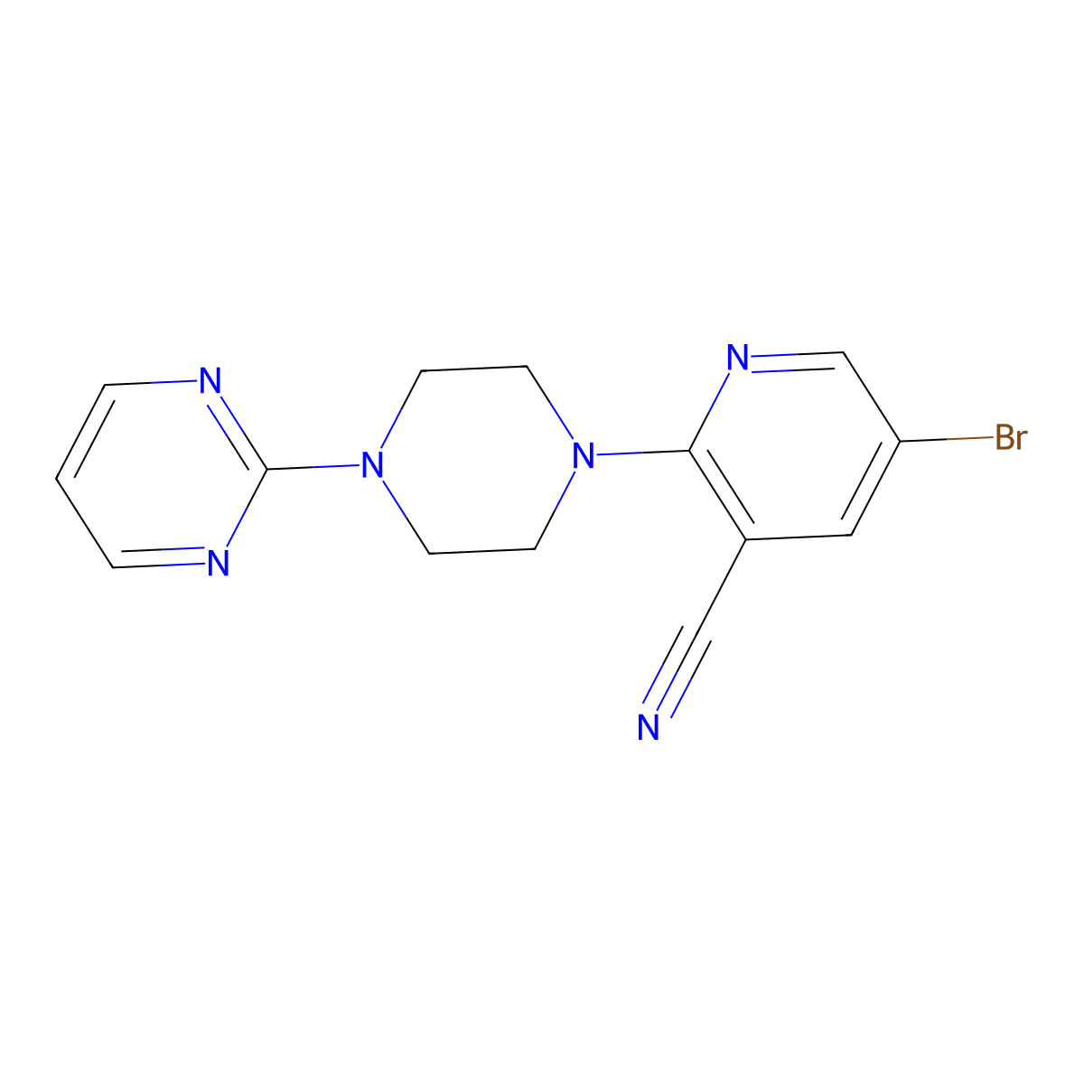 5-Bromo-2-[4-(pyrimidin-2-yl)piperazin-1-yl]pyridine-3-carbonitrile molecular structure, CAS 2877631-56-4