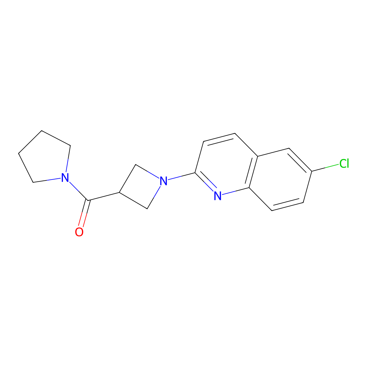6-Chloro-2-[3-(pyrrolidine-1-carbonyl)azetidin-1-yl]quinoline molecular structure, CAS 2877631-57-5
