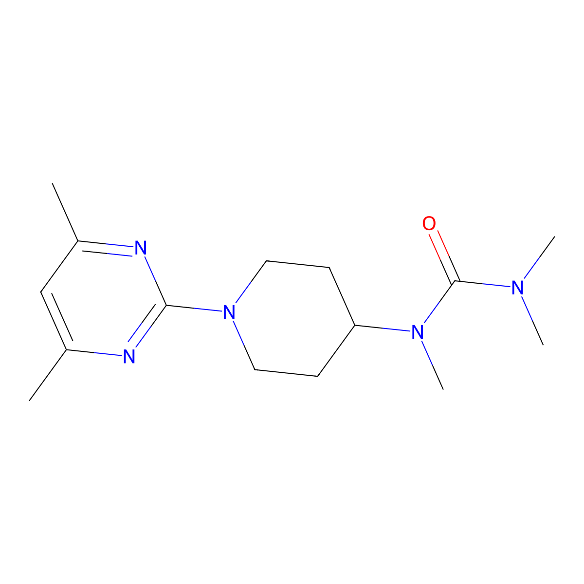 1-[1-(4,6-Dimethylpyrimidin-2-yl)piperidin-4-yl]-1,3,3-trimethylurea molecular structure, CAS 2877631-64-4