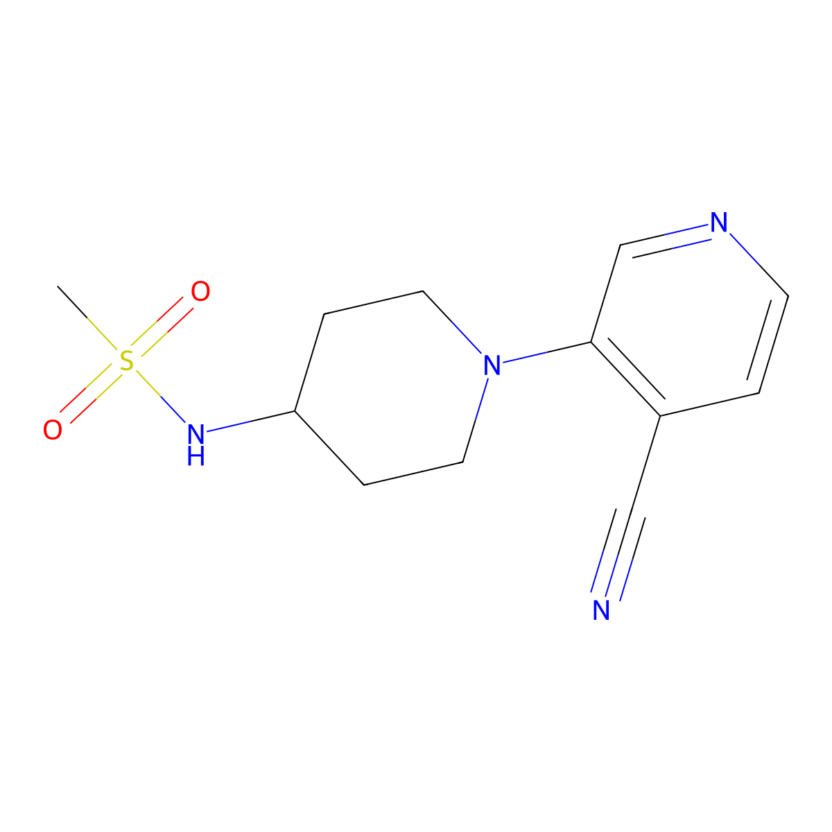 N-[1-(4-cyanopyridin-3-yl)piperidin-4-yl]methanesulfonamide molecular structure, CAS 2877631-69-9