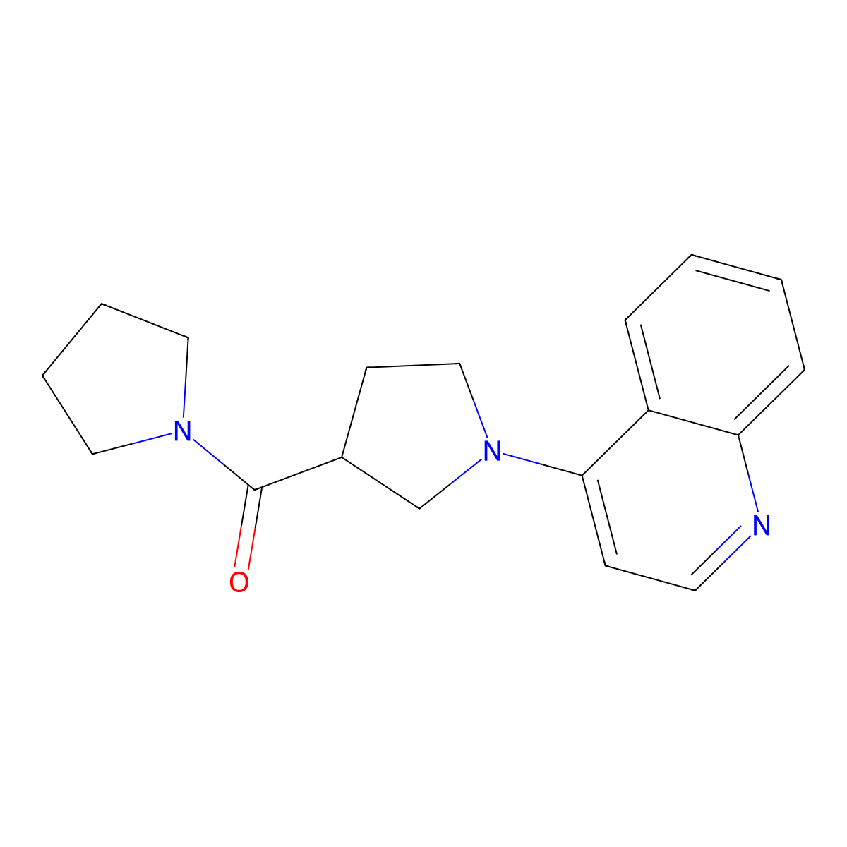 4-[3-(Pyrrolidine-1-carbonyl)pyrrolidin-1-yl]quinoline molecular structure, CAS 2877631-70-2