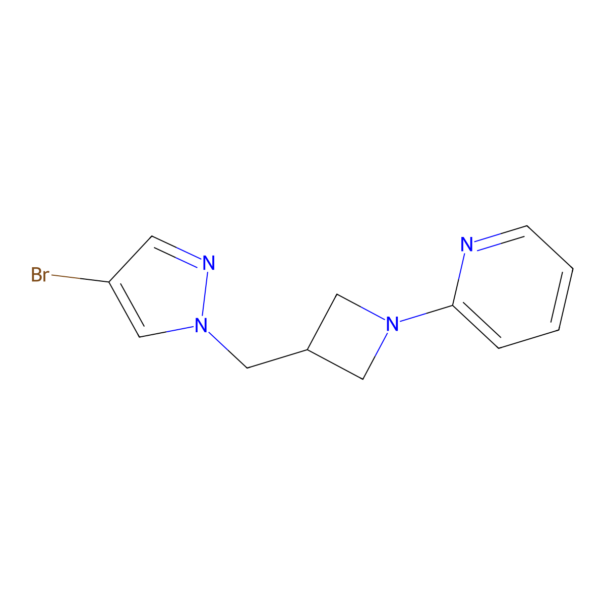 2-{3-[(4-bromo-1H-pyrazol-1-yl)methyl]azetidin-1-yl}pyridine molecular structure, CAS 2877631-72-4