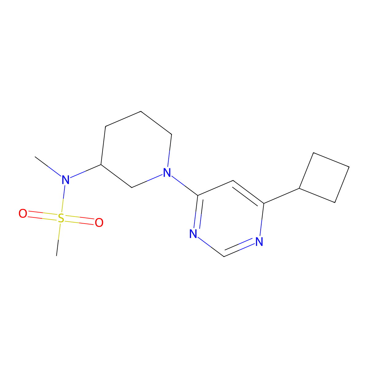 N-[1-(6-cyclobutylpyrimidin-4-yl)piperidin-3-yl]-N-methylmethanesulfonamide molecular structure, CAS 2877631-76-8