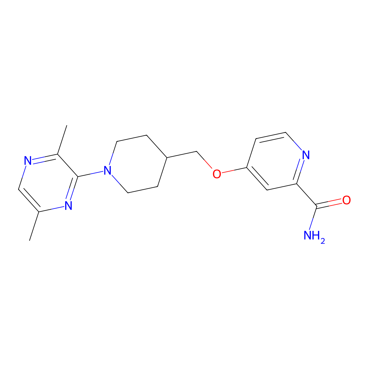 4-{[1-(3,6-Dimethylpyrazin-2-yl)piperidin-4-yl]methoxy}pyridine-2-carboxamide molecular structure, CAS 2877631-84-8