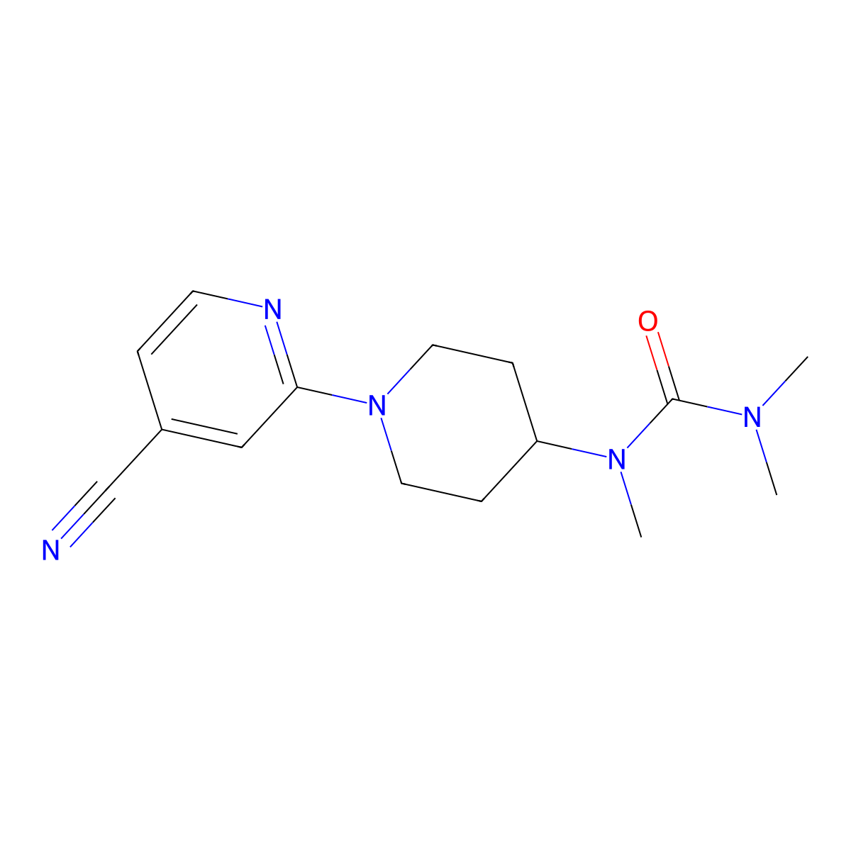 1-[1-(4-Cyanopyridin-2-yl)piperidin-4-yl]-1,3,3-trimethylurea molecular structure, CAS 2877631-87-1