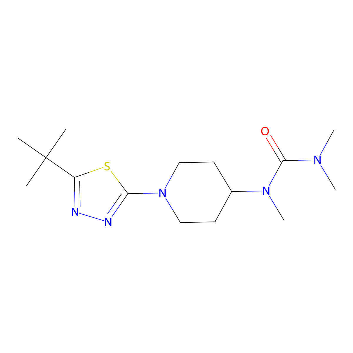 1-[1-(5-Tert-butyl-1,3,4-thiadiazol-2-yl)piperidin-4-yl]-1,3,3-trimethylurea molecular structure, CAS 2877631-93-9