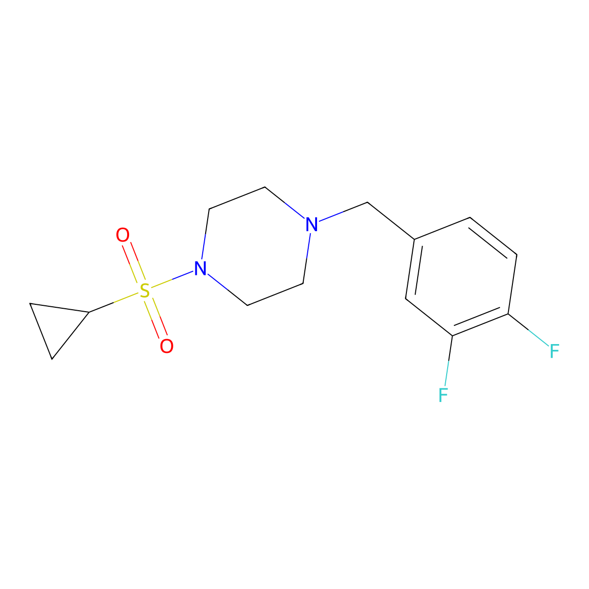 1-(Cyclopropanesulfonyl)-4-[(3,4-difluorophenyl)methyl]piperazine molecular structure, CAS 2877632-00-1
