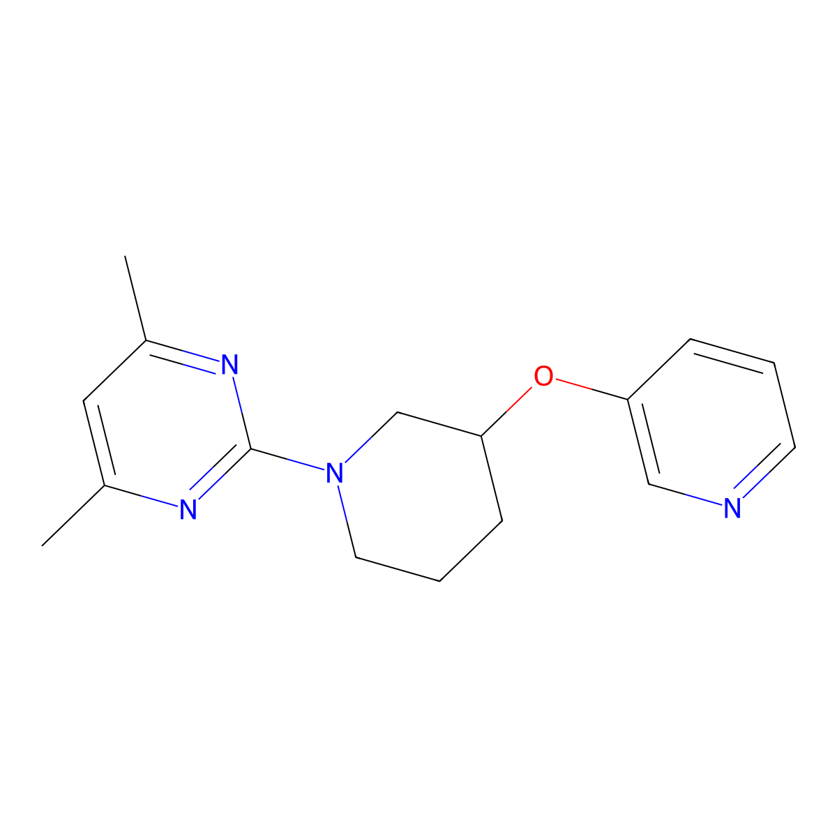 4,6-Dimethyl-2-[3-(pyridin-3-yloxy)piperidin-1-yl]pyrimidine molecular structure, CAS 2877632-02-3