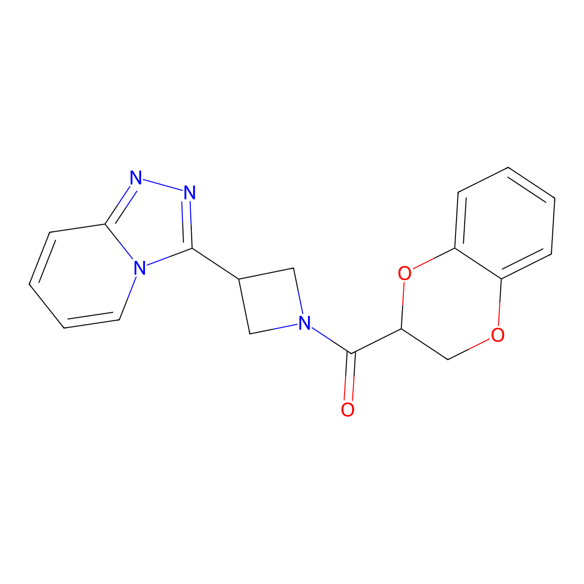 1-(2,3-Dihydro-1,4-benzodioxine-2-carbonyl)-3-{[1,2,4]triazolo[4,3-a]pyridin-3-yl}azetidine molecular structure, CAS 2877632-03-4