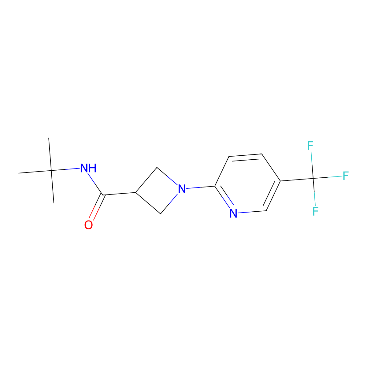 N-tert-butyl-1-[5-(trifluoromethyl)pyridin-2-yl]azetidine-3-carboxamide molecular structure, CAS 2877632-05-6
