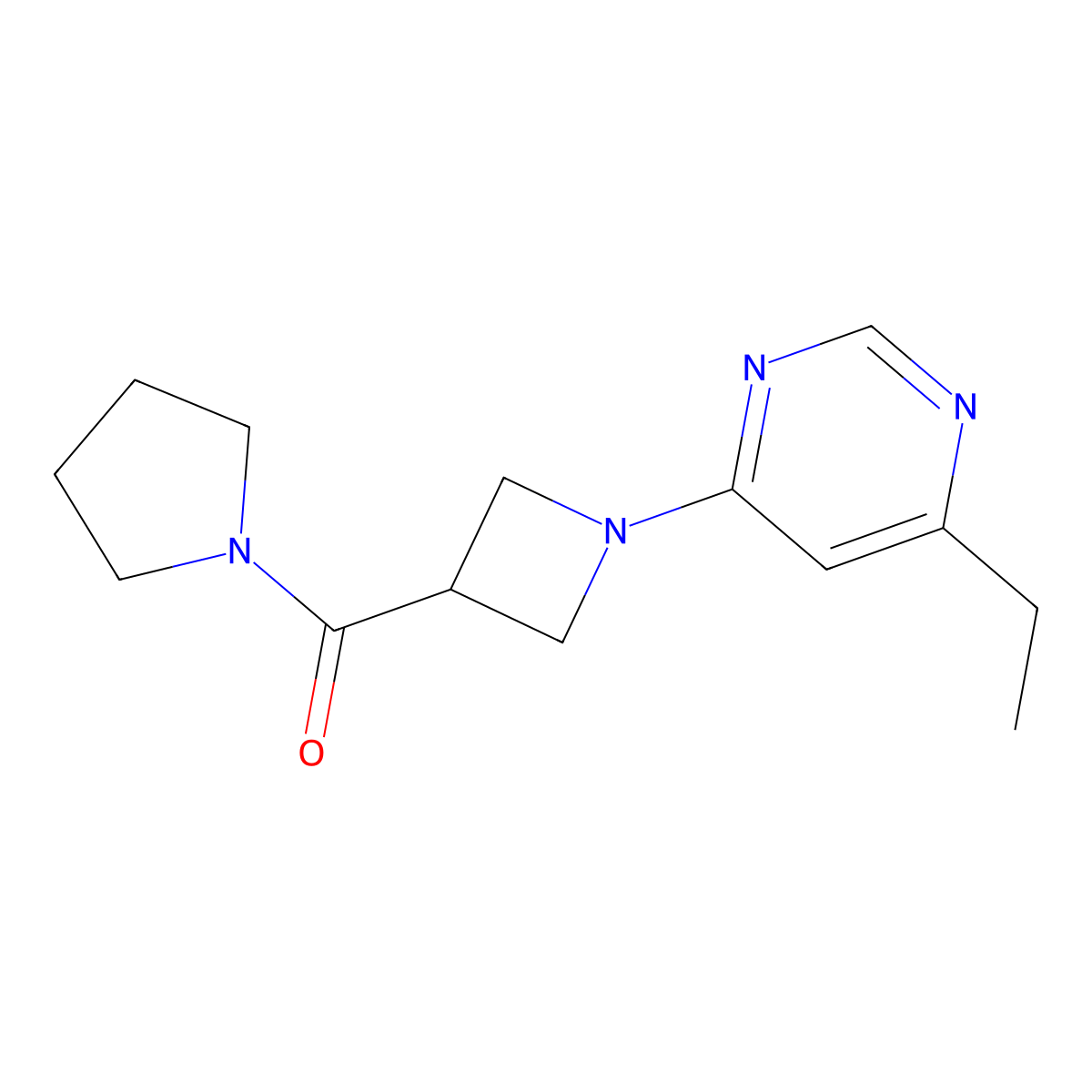 4-Ethyl-6-[3-(pyrrolidine-1-carbonyl)azetidin-1-yl]pyrimidine molecular structure, CAS 2877632-08-9