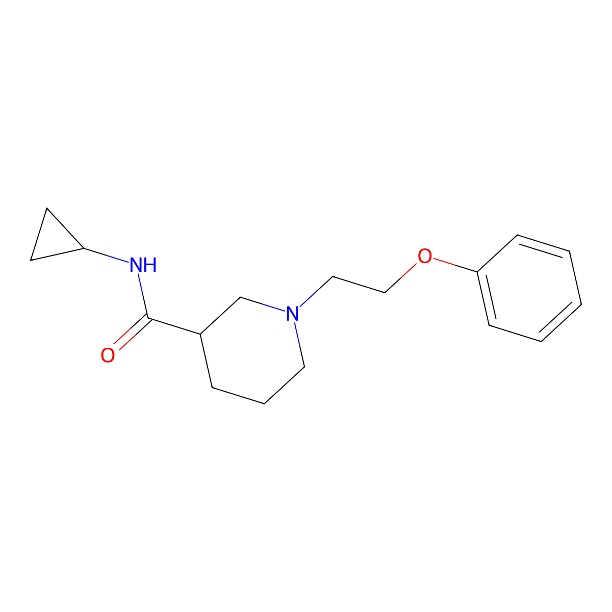 N-cyclopropyl-1-(2-phenoxyethyl)piperidine-3-carboxamide molecular structure, CAS 2877632-10-3