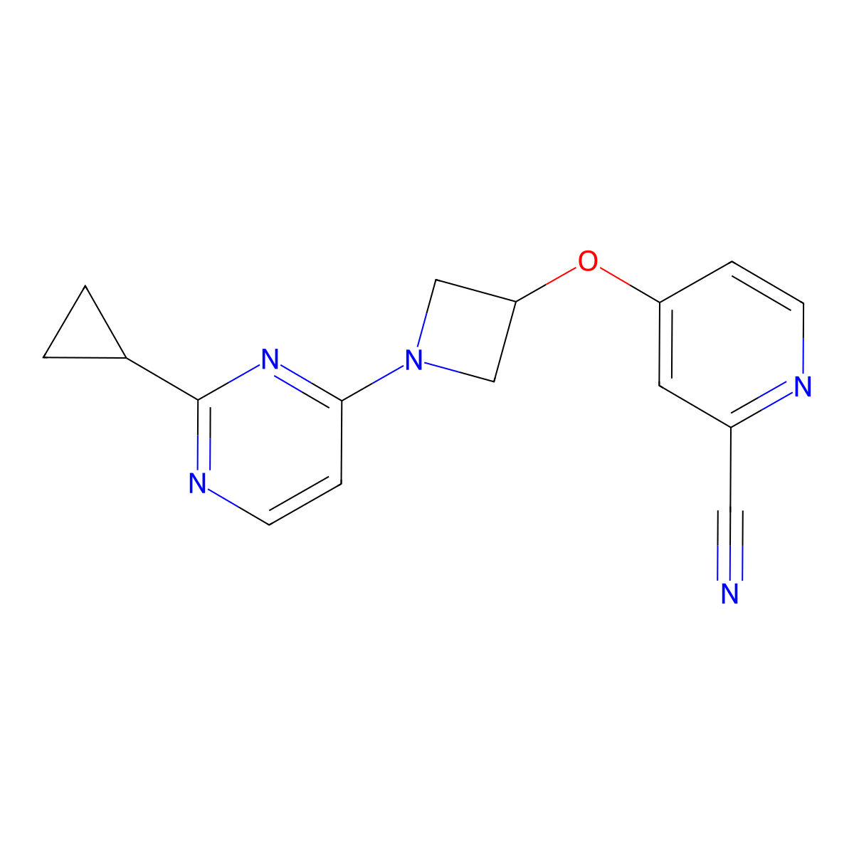 4-{[1-(2-Cyclopropylpyrimidin-4-yl)azetidin-3-yl]oxy}pyridine-2-carbonitrile molecular structure, CAS 2877632-11-4