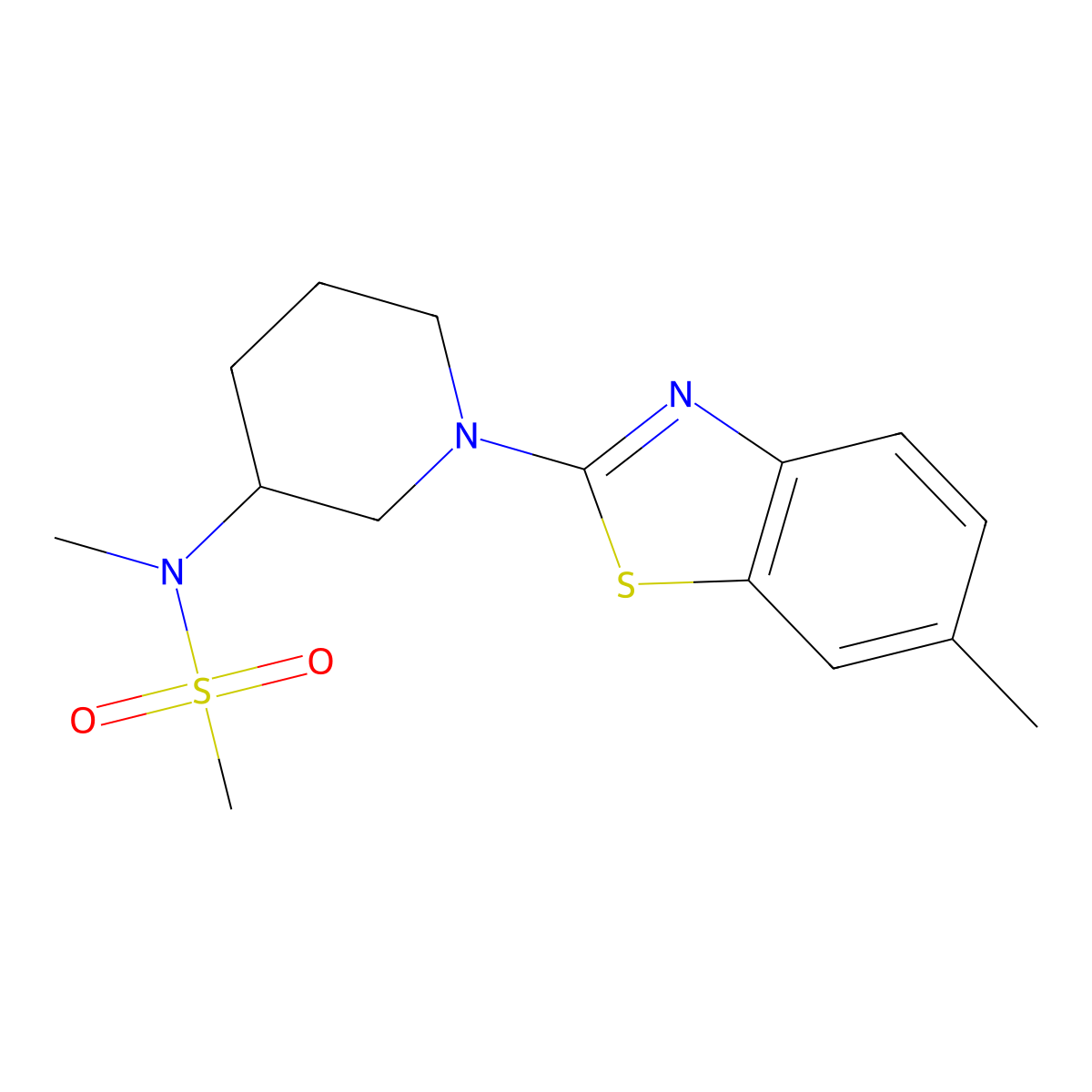 N-methyl-N-[1-(6-methyl-1,3-benzothiazol-2-yl)piperidin-3-yl]methanesulfonamide molecular structure, CAS 2877632-13-6