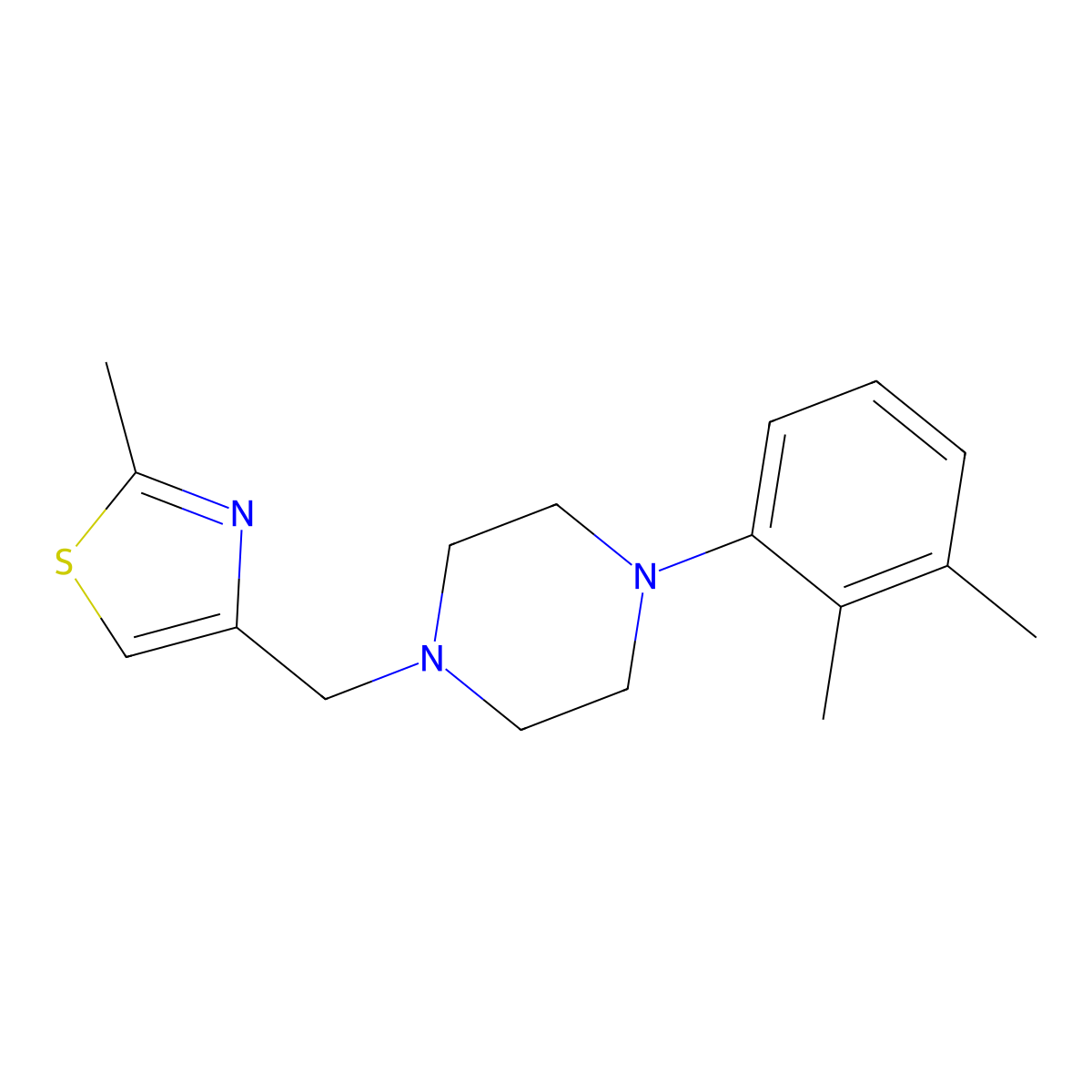 1-(2,3-Dimethylphenyl)-4-[(2-methyl-1,3-thiazol-4-yl)methyl]piperazine molecular structure, CAS 2877632-15-8