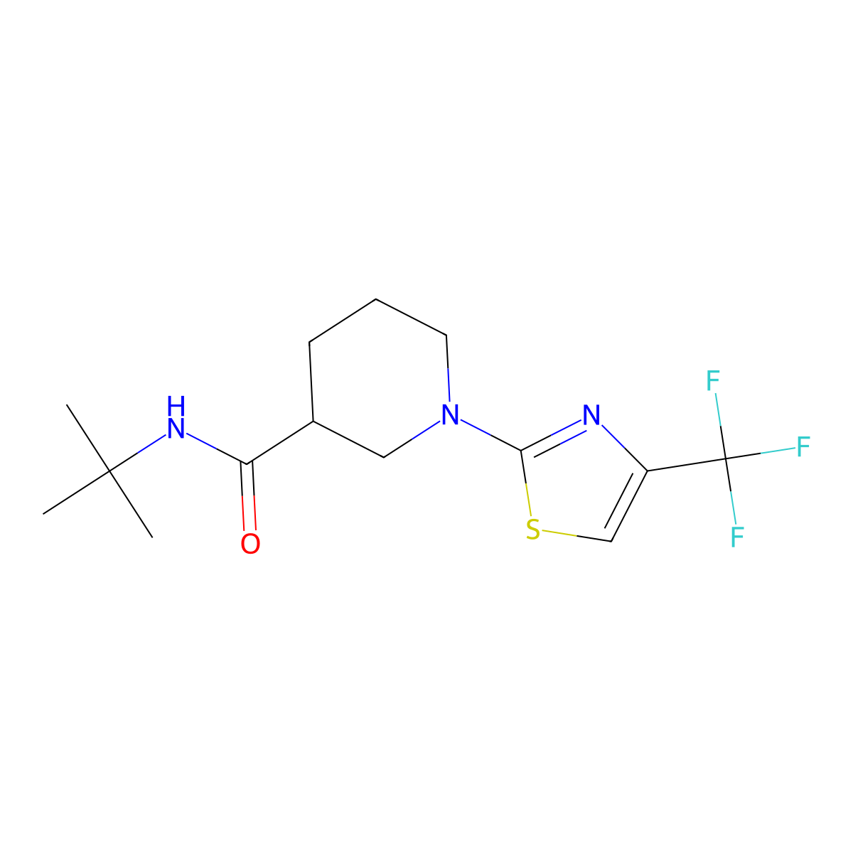 N-tert-butyl-1-[4-(trifluoromethyl)-1,3-thiazol-2-yl]piperidine-3-carboxamide molecular structure, CAS 2877632-17-0
