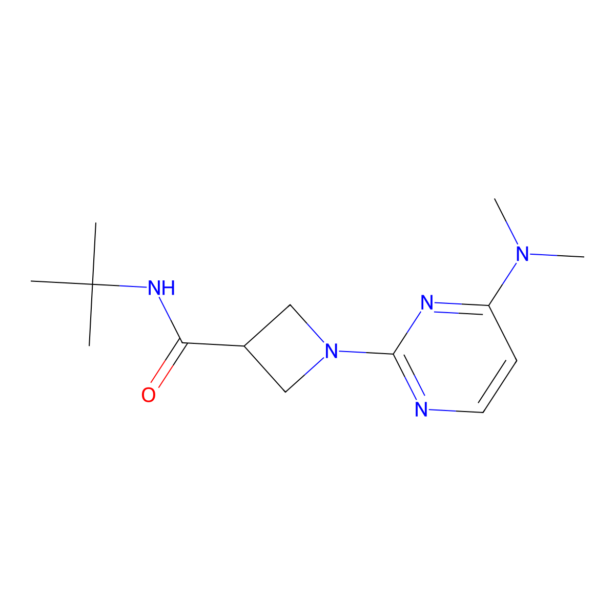 N-tert-butyl-1-[4-(dimethylamino)pyrimidin-2-yl]azetidine-3-carboxamide molecular structure, CAS 2877632-22-7