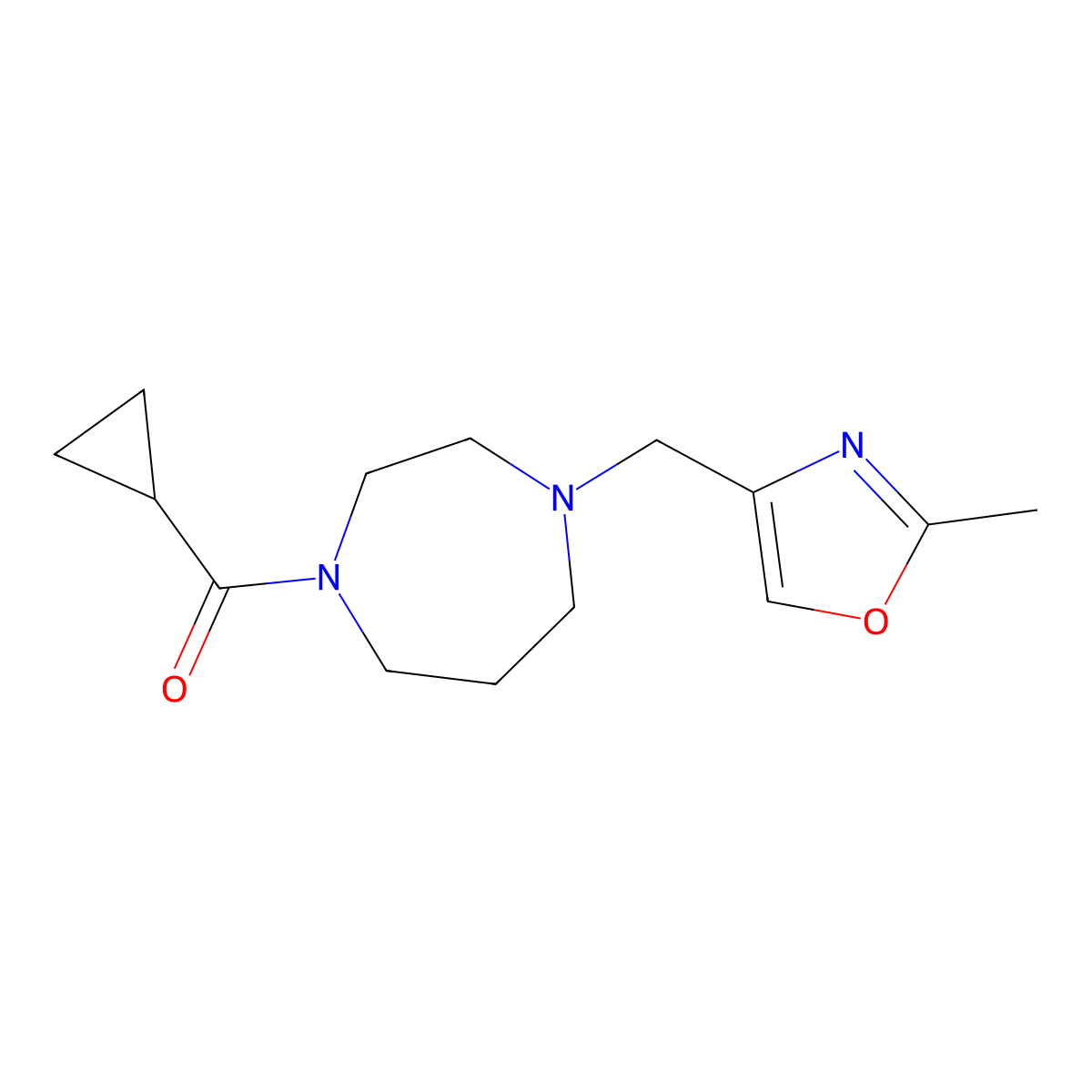 1-Cyclopropanecarbonyl-4-[(2-methyl-1,3-oxazol-4-yl)methyl]-1,4-diazepane molecular structure, CAS 2877632-25-0