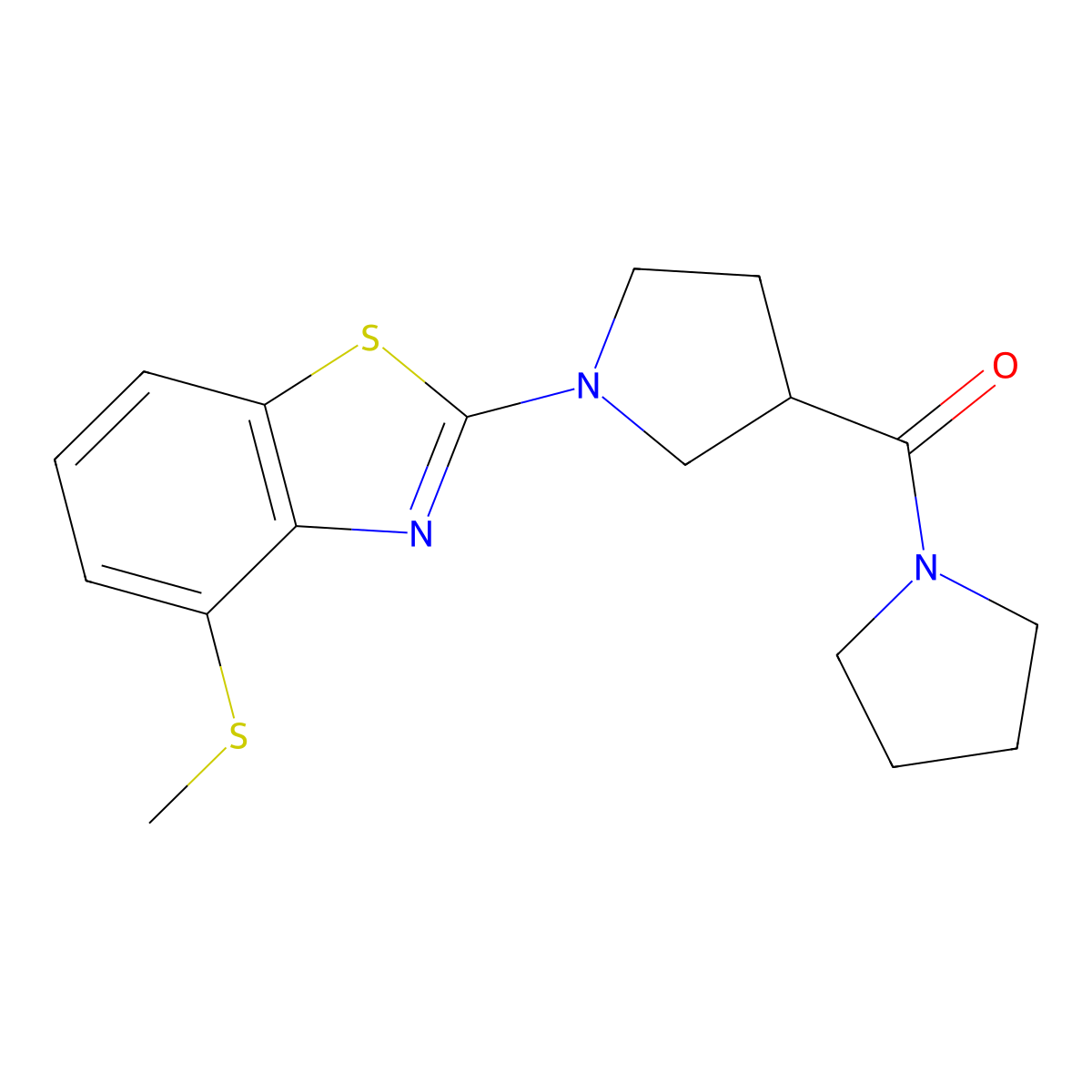 4-(Methylsulfanyl)-2-[3-(pyrrolidine-1-carbonyl)pyrrolidin-1-yl]-1,3-benzothiazole molecular structure, CAS 2877632-31-8
