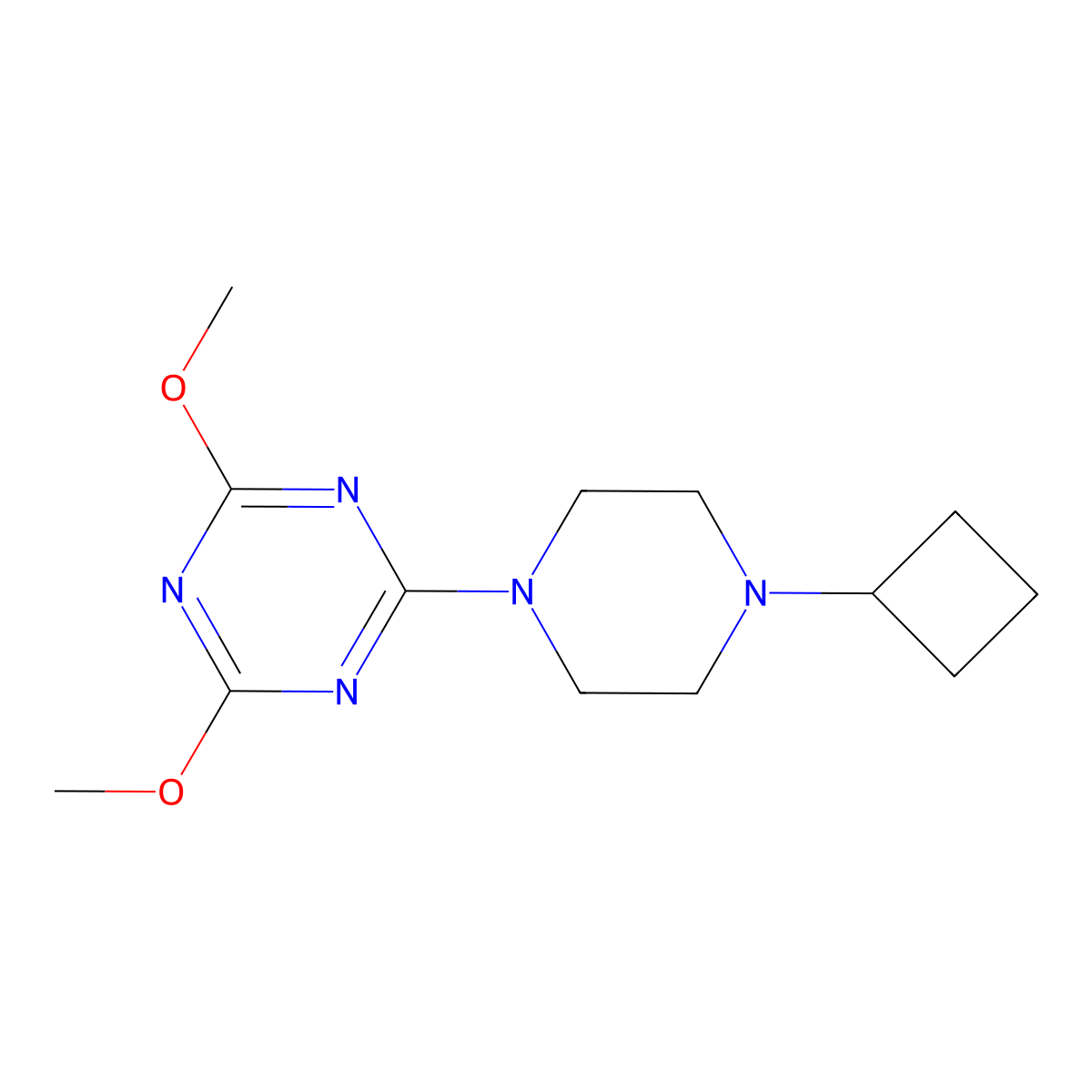 2-(4-Cyclobutylpiperazin-1-yl)-4,6-dimethoxy-1,3,5-triazine molecular structure, CAS 2877632-33-0