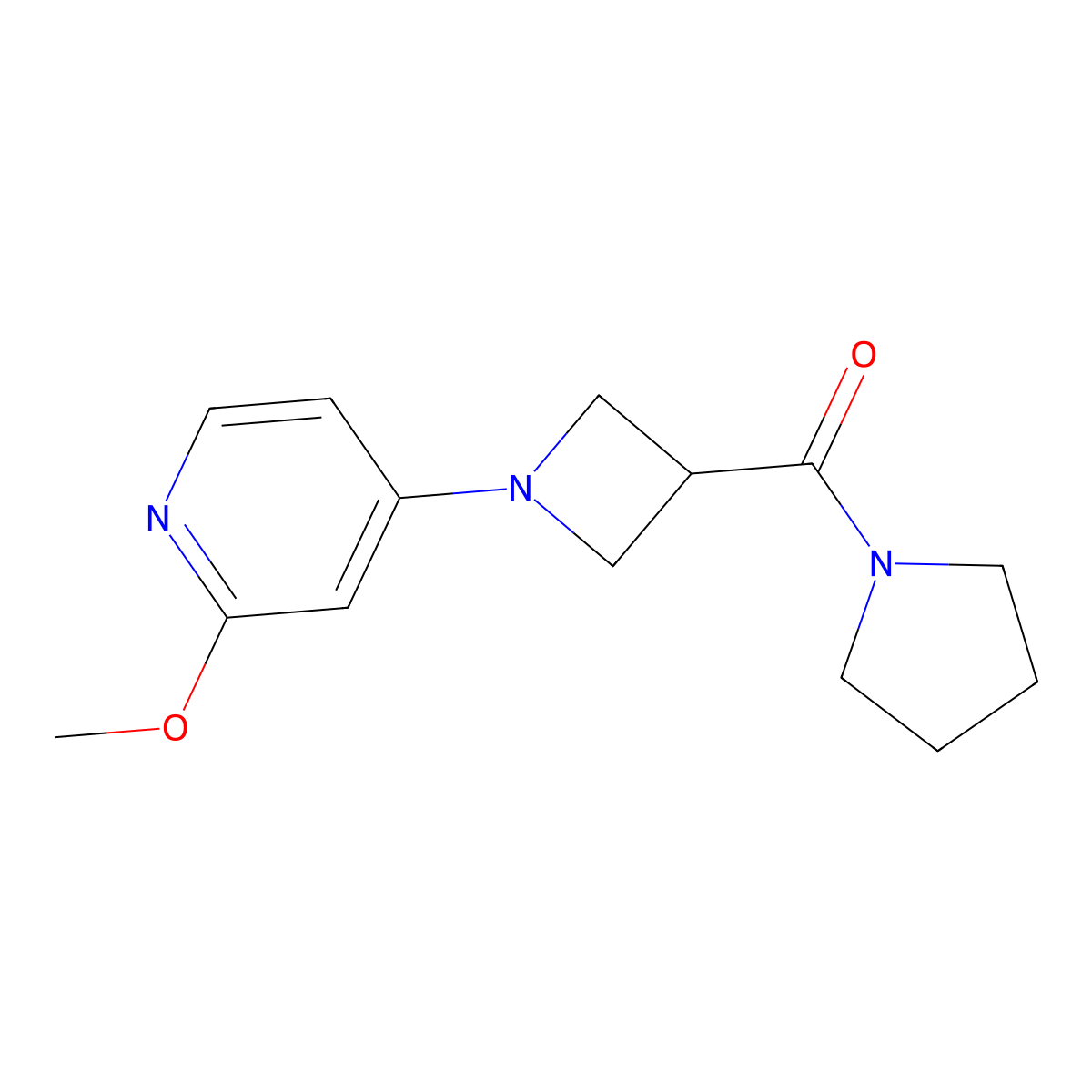 2-Methoxy-4-[3-(pyrrolidine-1-carbonyl)azetidin-1-yl]pyridine molecular structure, CAS 2877632-38-5