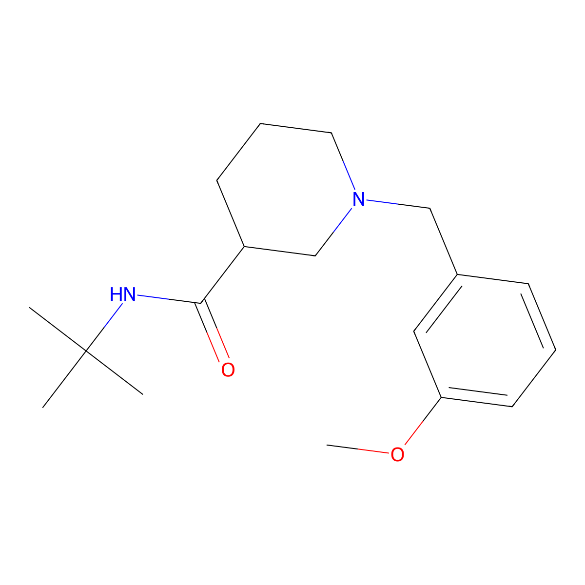 N-tert-butyl-1-[(3-methoxyphenyl)methyl]piperidine-3-carboxamide molecular structure, CAS 2877632-44-3
