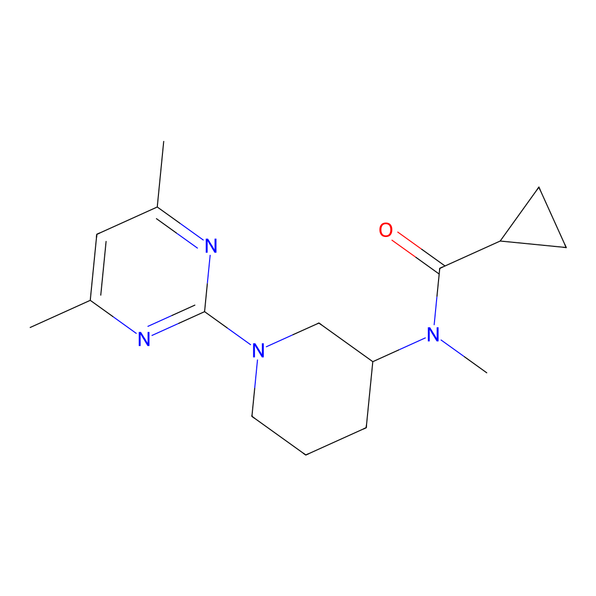 N-[1-(4,6-dimethylpyrimidin-2-yl)piperidin-3-yl]-N-methylcyclopropanecarboxamide molecular structure, CAS 2877632-45-4