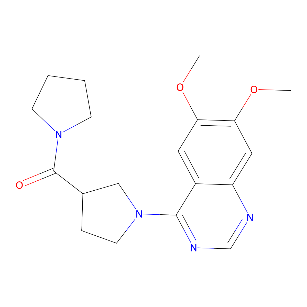 6,7-Dimethoxy-4-[3-(pyrrolidine-1-carbonyl)pyrrolidin-1-yl]quinazoline molecular structure, CAS 2877632-46-5
