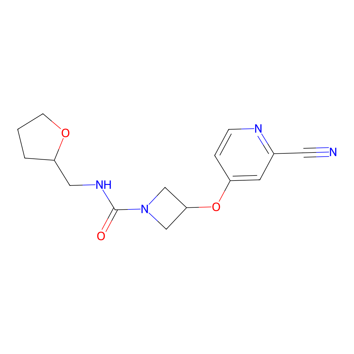 3-[(2-cyanopyridin-4-yl)oxy]-N-[(oxolan-2-yl)methyl]azetidine-1-carboxamide molecular structure, CAS 2877632-47-6