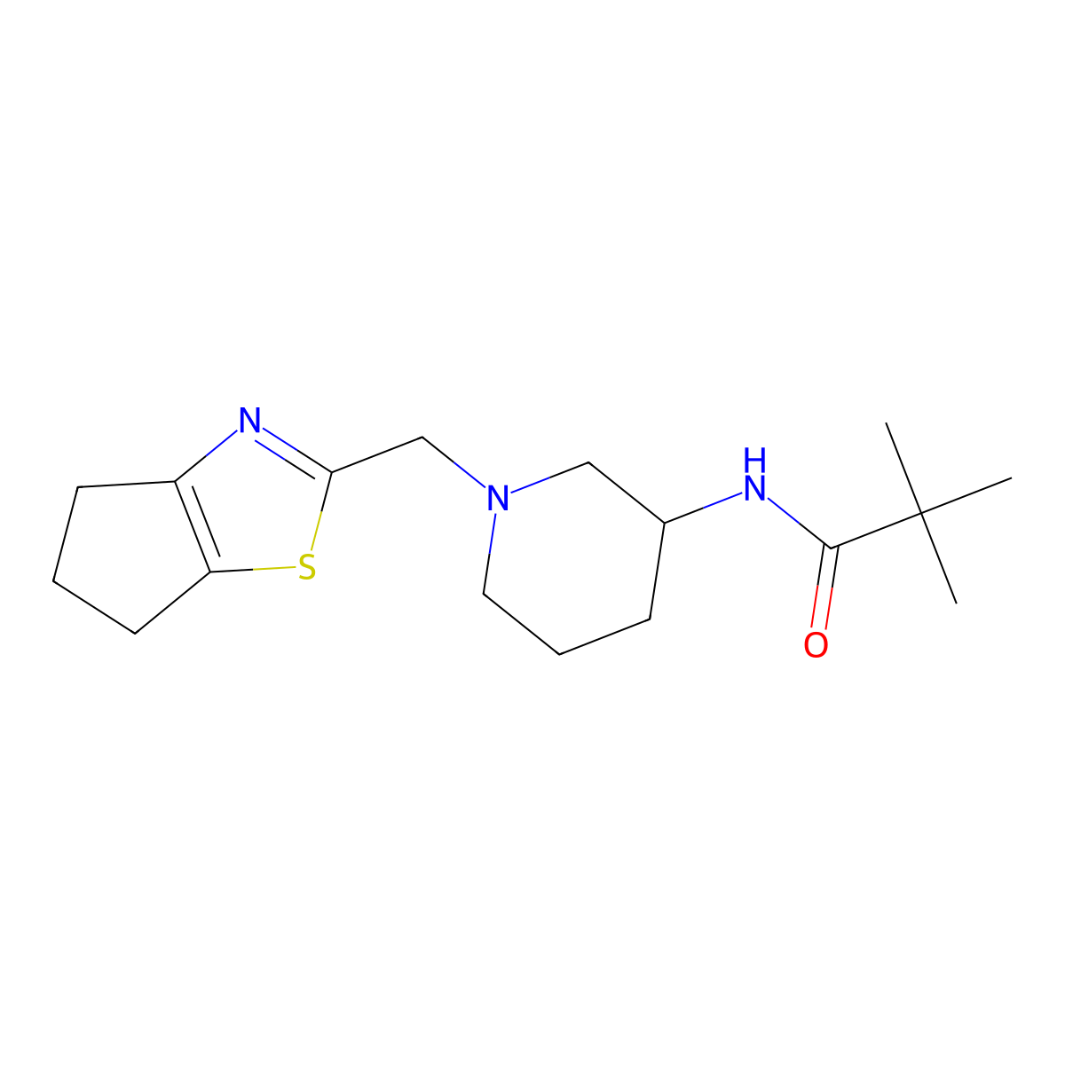 N-[1-({4H,5H,6H-cyclopenta[d][1,3]thiazol-2-yl}methyl)piperidin-3-yl]-2,2-dimethylpropanamide molecular structure, CAS 2877632-53-4