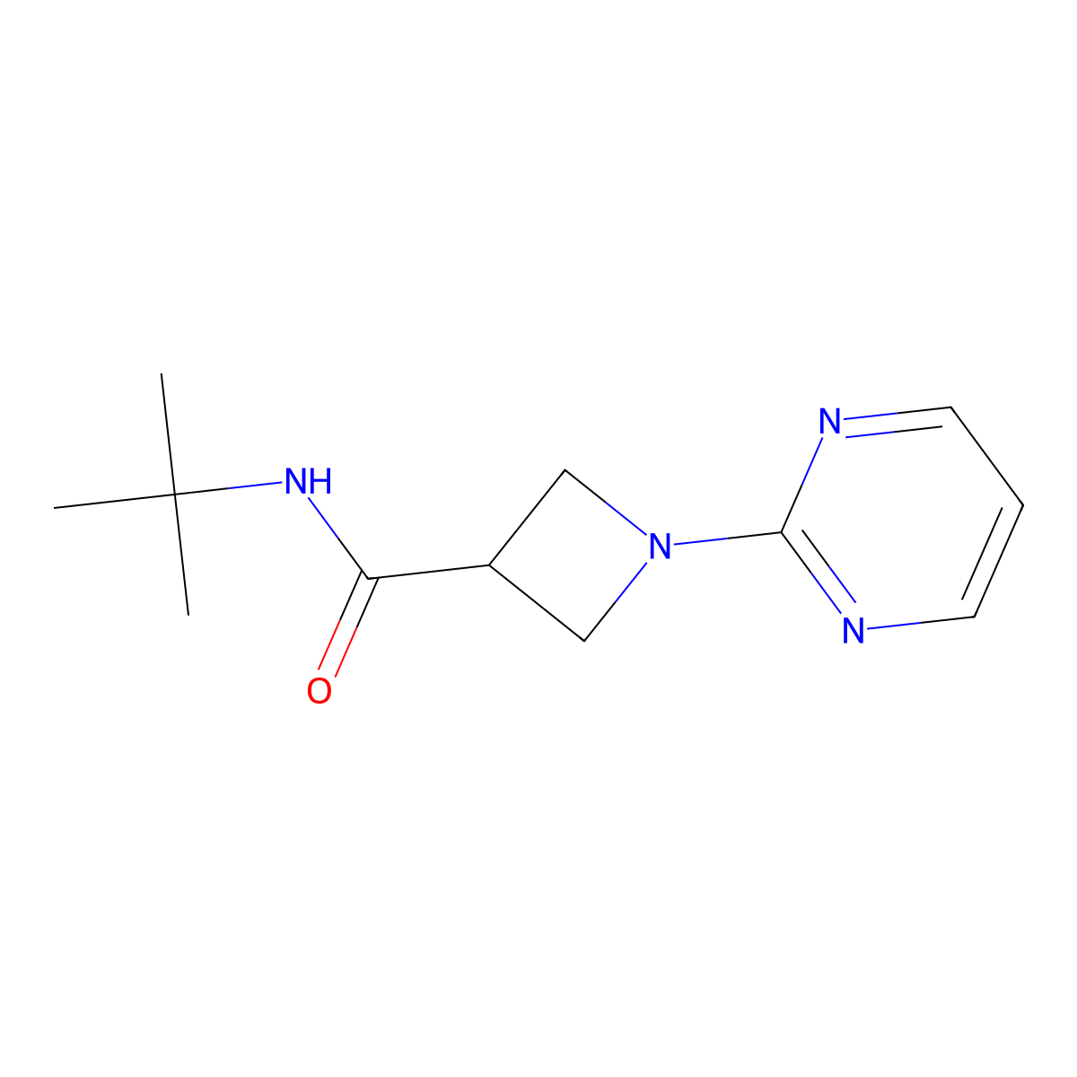 N-tert-butyl-1-(pyrimidin-2-yl)azetidine-3-carboxamide molecular structure, CAS 2877632-57-8