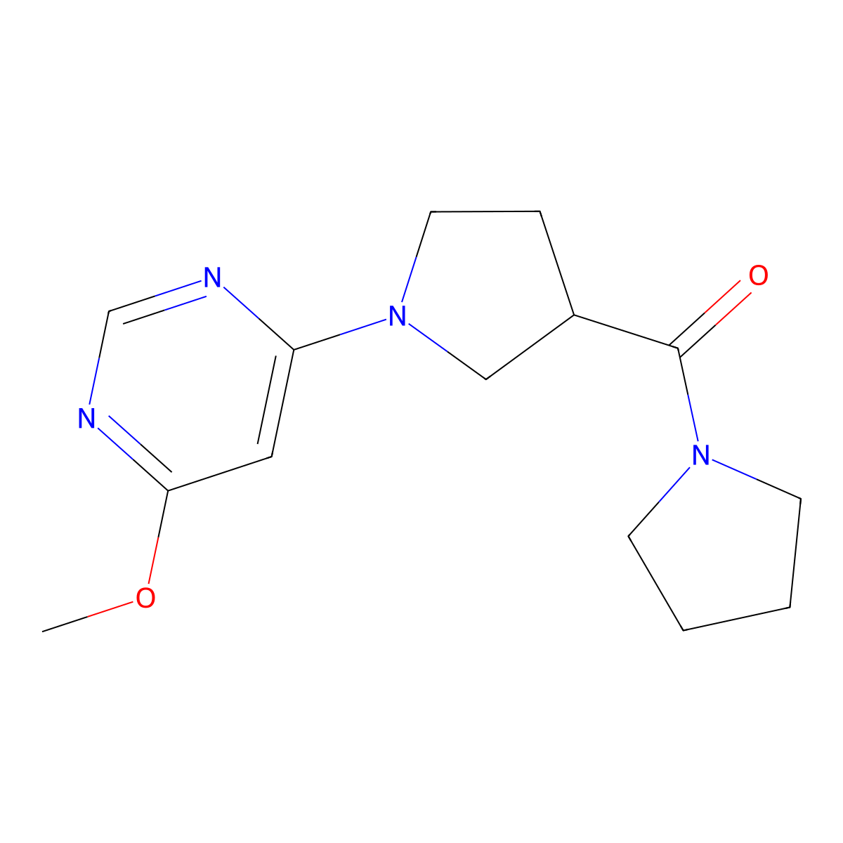 4-Methoxy-6-[3-(pyrrolidine-1-carbonyl)pyrrolidin-1-yl]pyrimidine molecular structure, CAS 2877632-60-3