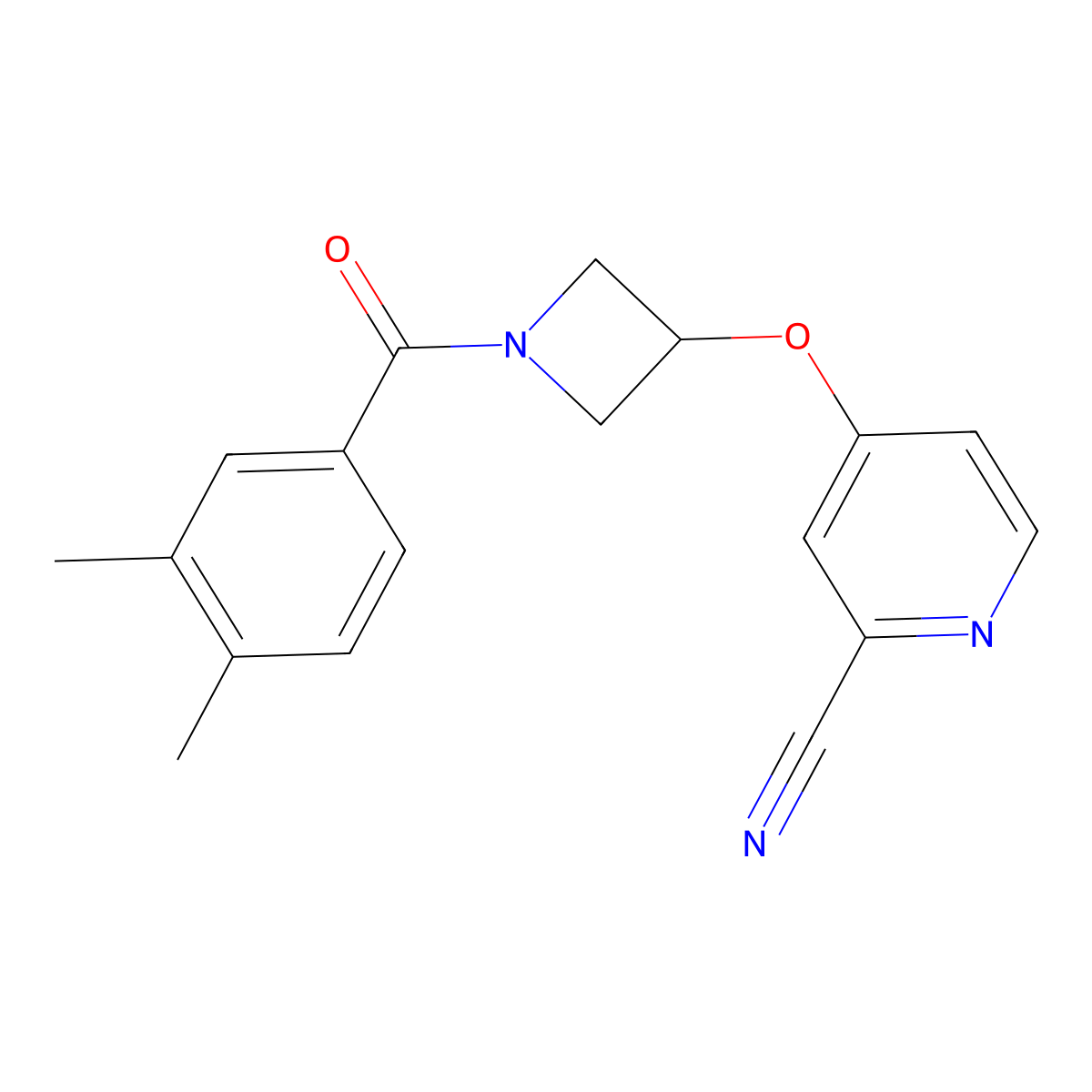 4-{[1-(3,4-Dimethylbenzoyl)azetidin-3-yl]oxy}pyridine-2-carbonitrile molecular structure, CAS 2877632-61-4
