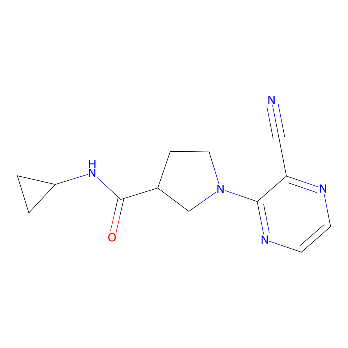 1-(3-cyanopyrazin-2-yl)-N-cyclopropylpyrrolidine-3-carboxamide molecular structure, CAS 2877632-63-6