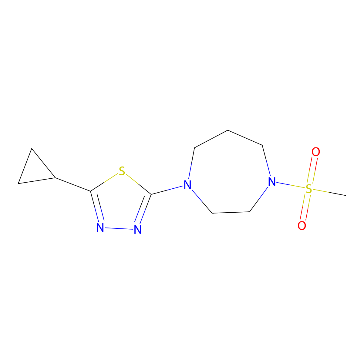 1-(5-Cyclopropyl-1,3,4-thiadiazol-2-yl)-4-methanesulfonyl-1,4-diazepane molecular structure, CAS 2877632-64-7