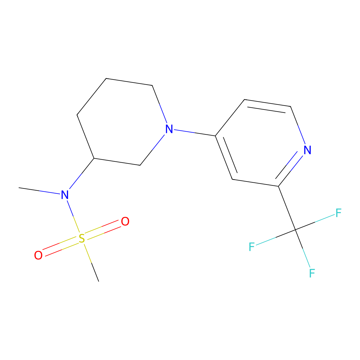 N-methyl-N-{1-[2-(trifluoromethyl)pyridin-4-yl]piperidin-3-yl}methanesulfonamide molecular structure, CAS 2877632-72-7