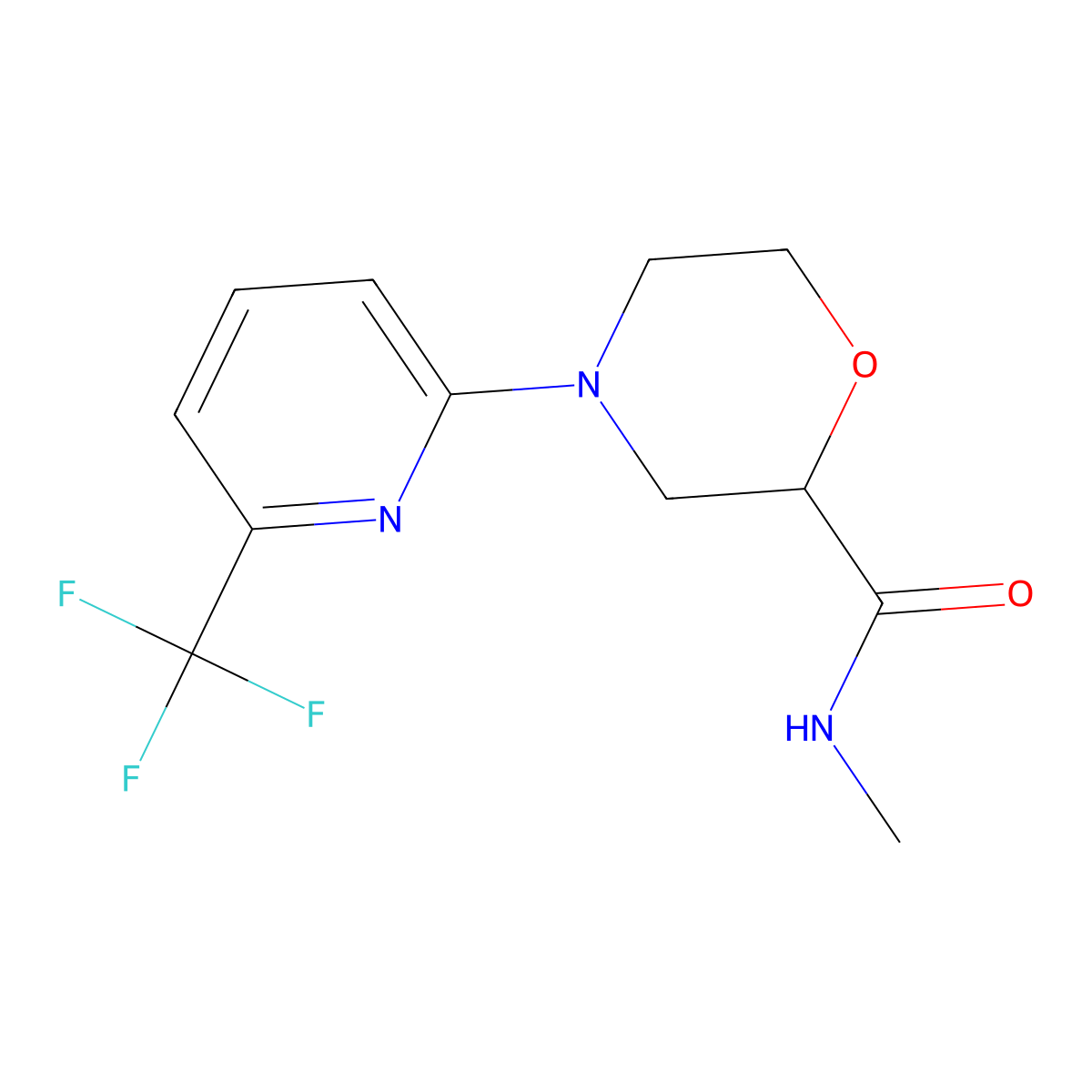 N-methyl-4-[6-(trifluoromethyl)pyridin-2-yl]morpholine-2-carboxamide molecular structure, CAS 2877632-76-1