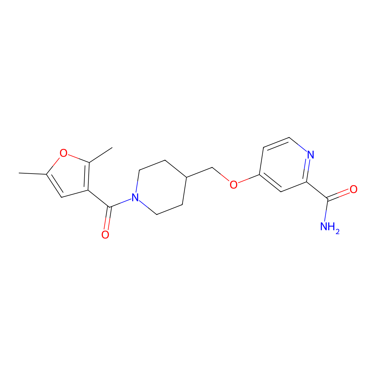 4-{[1-(2,5-Dimethylfuran-3-carbonyl)piperidin-4-yl]methoxy}pyridine-2-carboxamide molecular structure, CAS 2877632-79-4