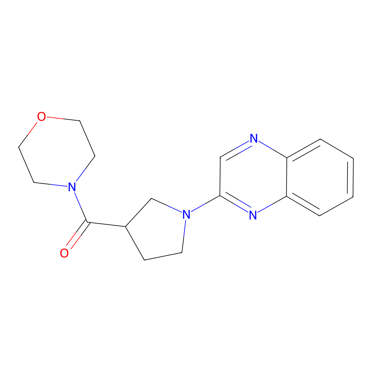 2-[3-(Morpholine-4-carbonyl)pyrrolidin-1-yl]quinoxaline molecular structure, CAS 2877632-82-9