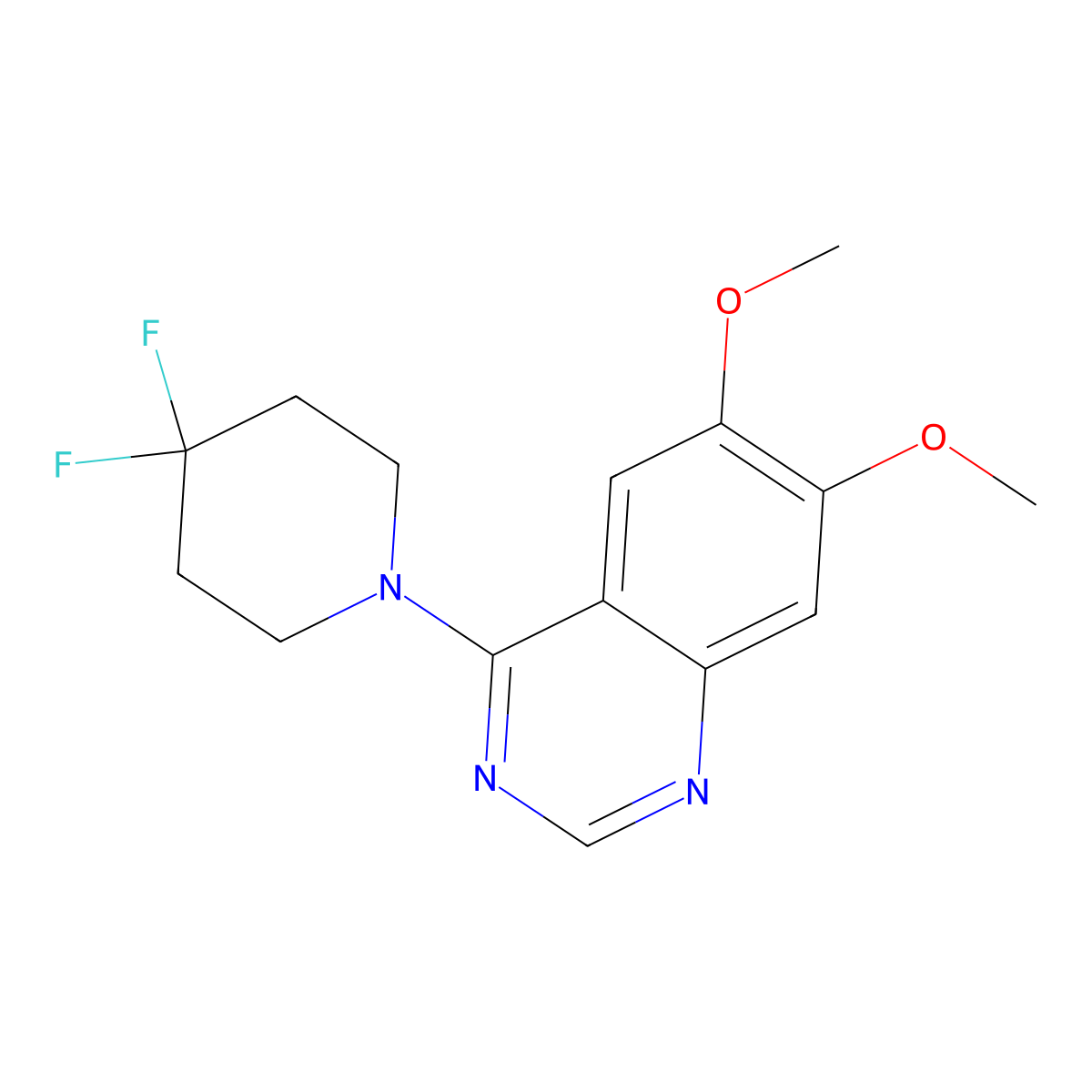 4-(4,4-Difluoropiperidin-1-yl)-6,7-dimethoxyquinazoline molecular structure, CAS 2877632-84-1