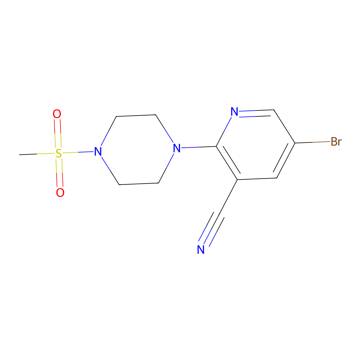 5-Bromo-2-(4-methanesulfonylpiperazin-1-yl)pyridine-3-carbonitrile molecular structure, CAS 2877632-93-2